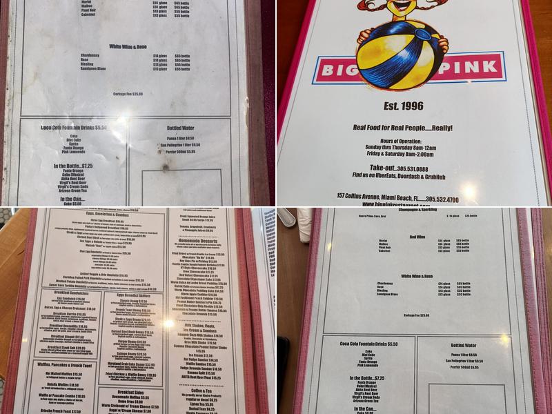 Big Pink Menu