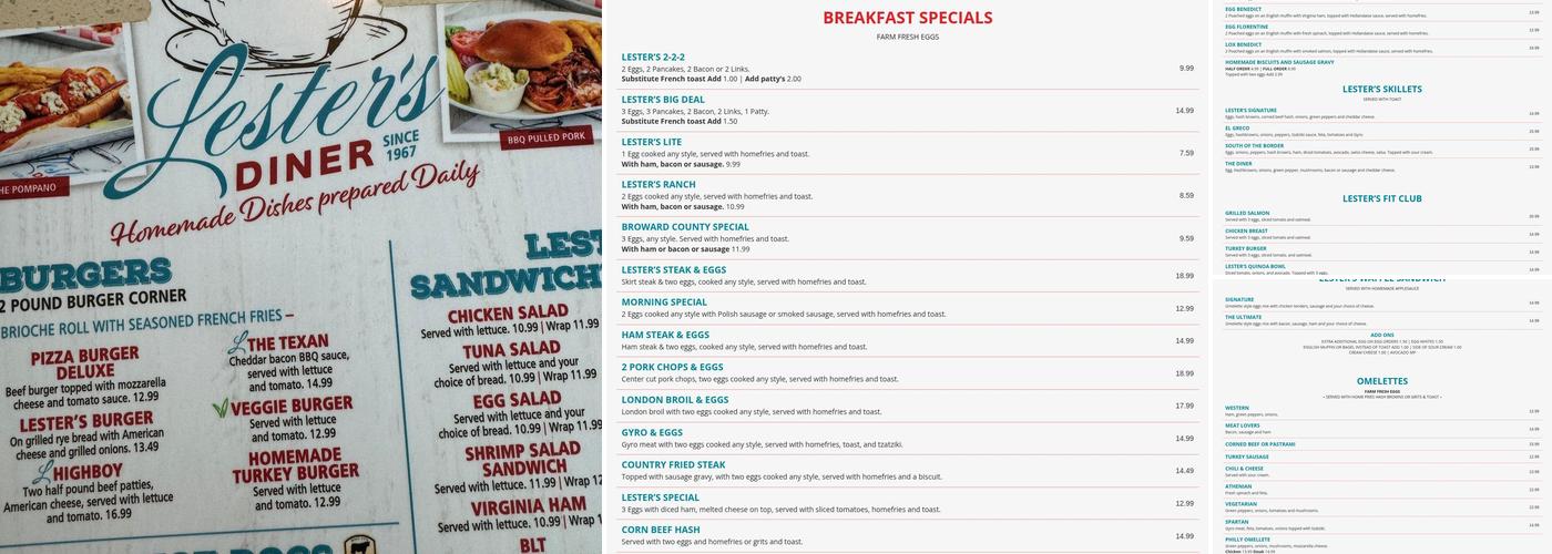 Lester's Diner Menu
