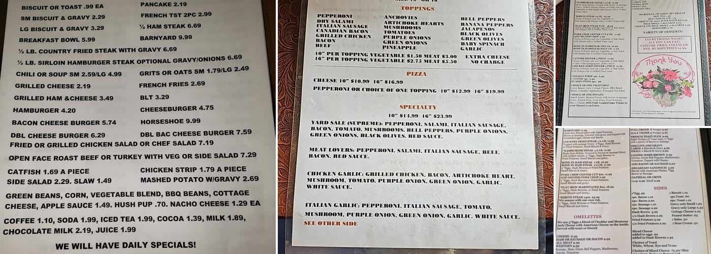 Log Cabin Cafe Menu