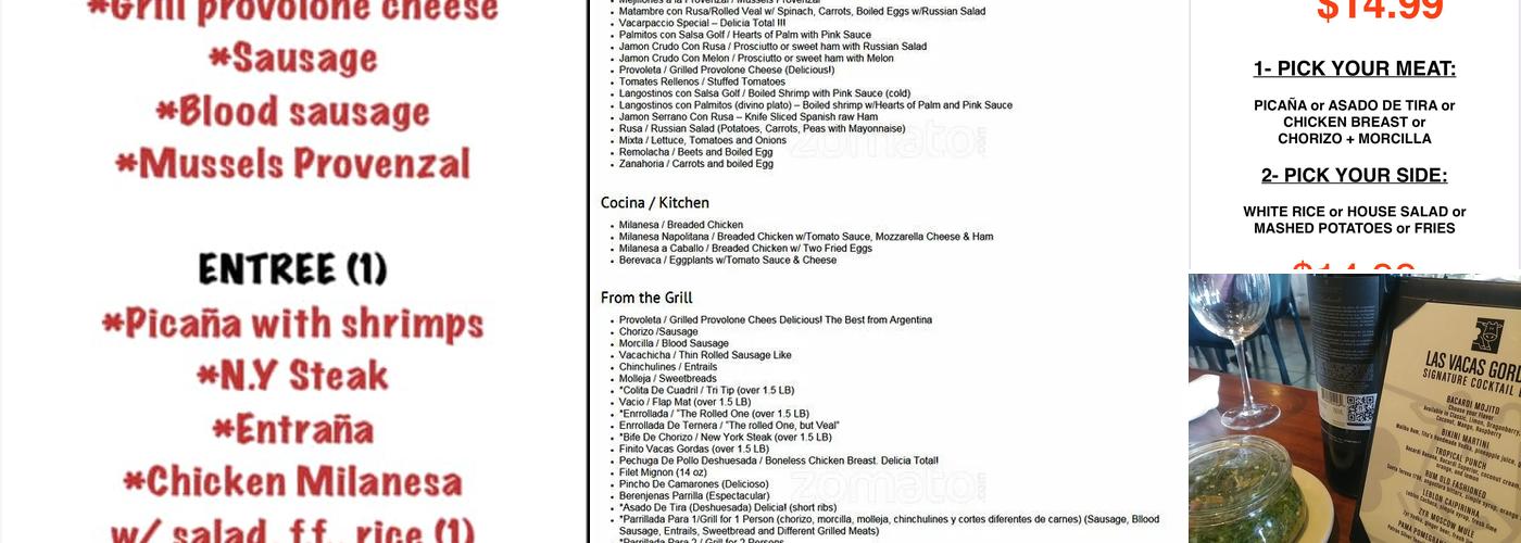 Las Vacas Gordas Menu