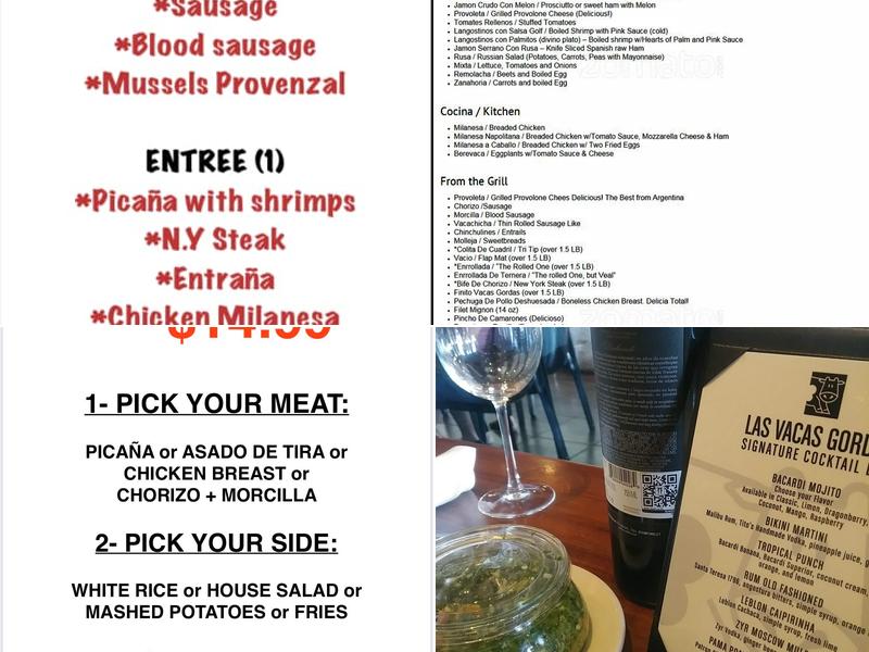 Las Vacas Gordas Menu