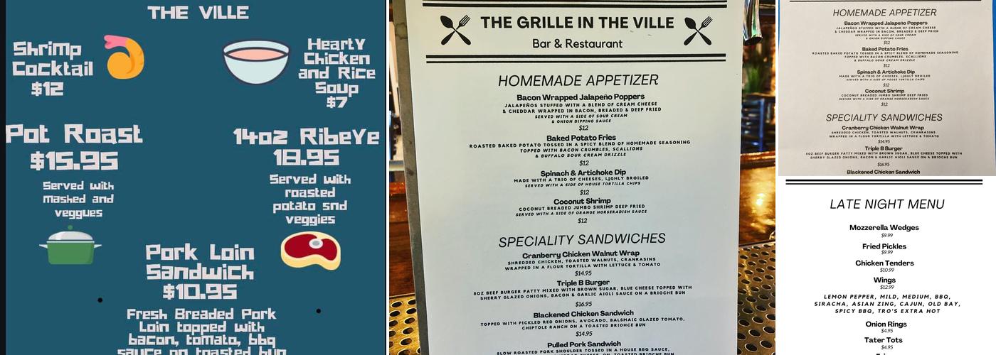 The Grille in the Ville Menu