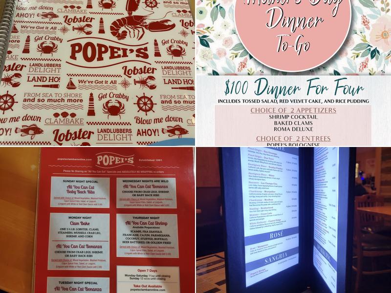 Popei's Clam Bar Menu