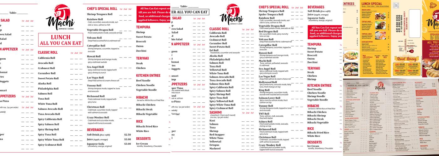 Machi Sushi Menu
