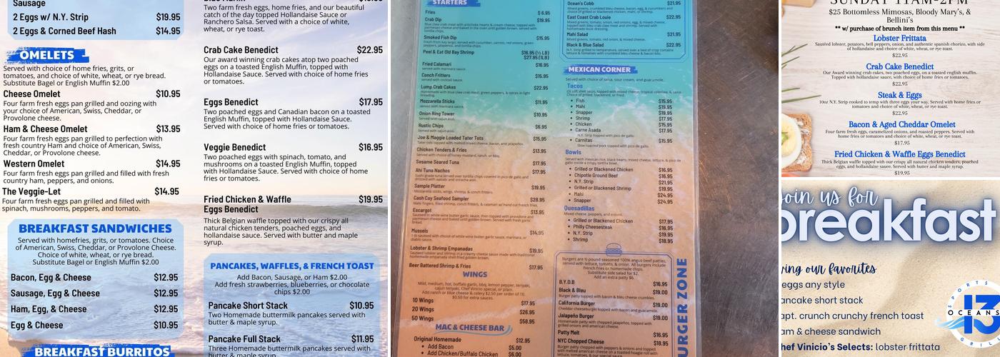 Oceans 13 Sports Grill & Bar Menu