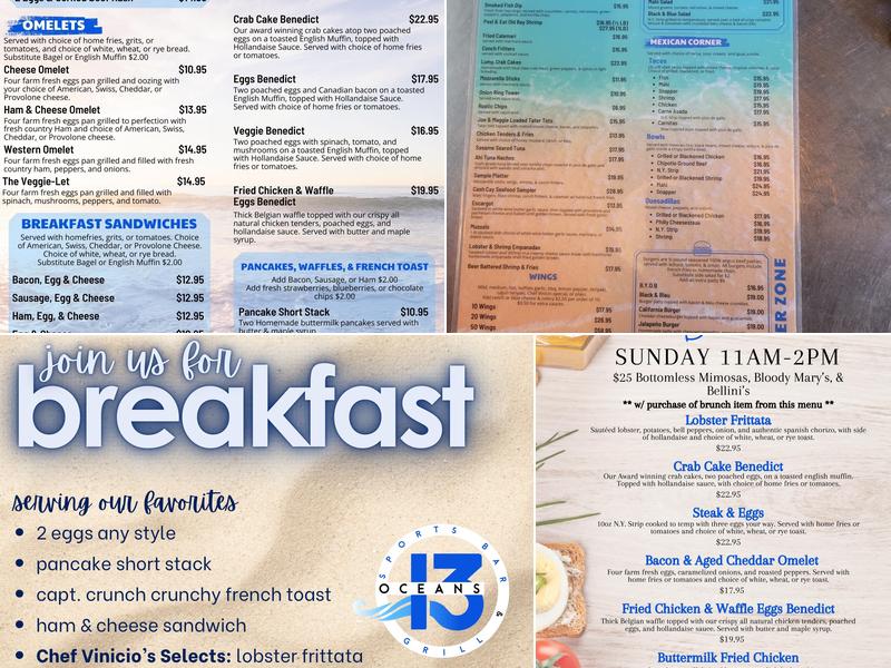 Oceans 13 Sports Grill & Bar Menu