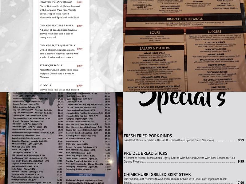 Geronimos Grill Menu