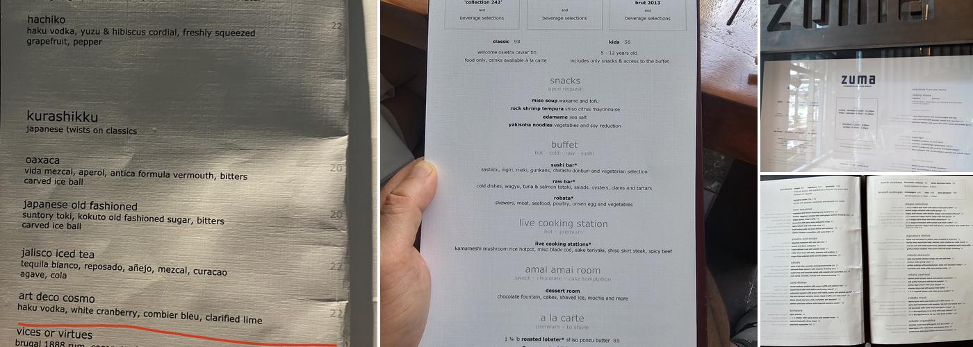 Zuma Miami Menu