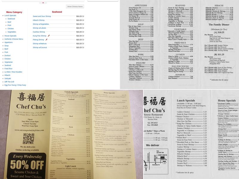 CHEF CHU'S Menu