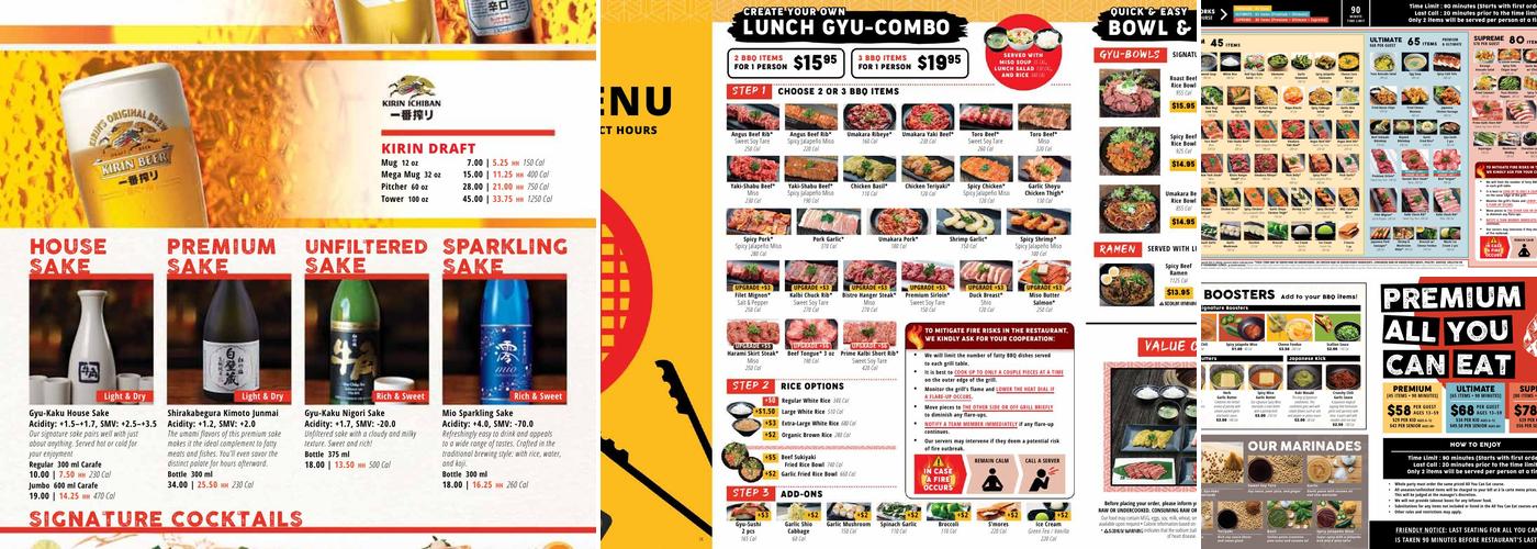 Gyu-Kaku Japanese BBQ Menu