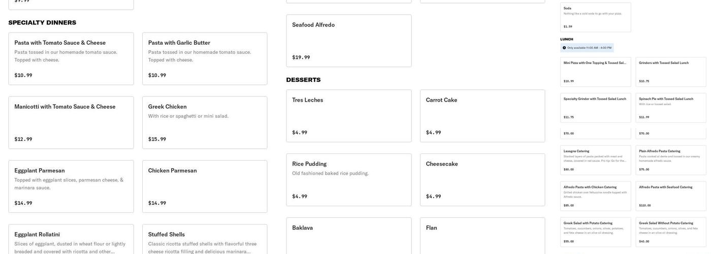 ABC Pizza House Menu