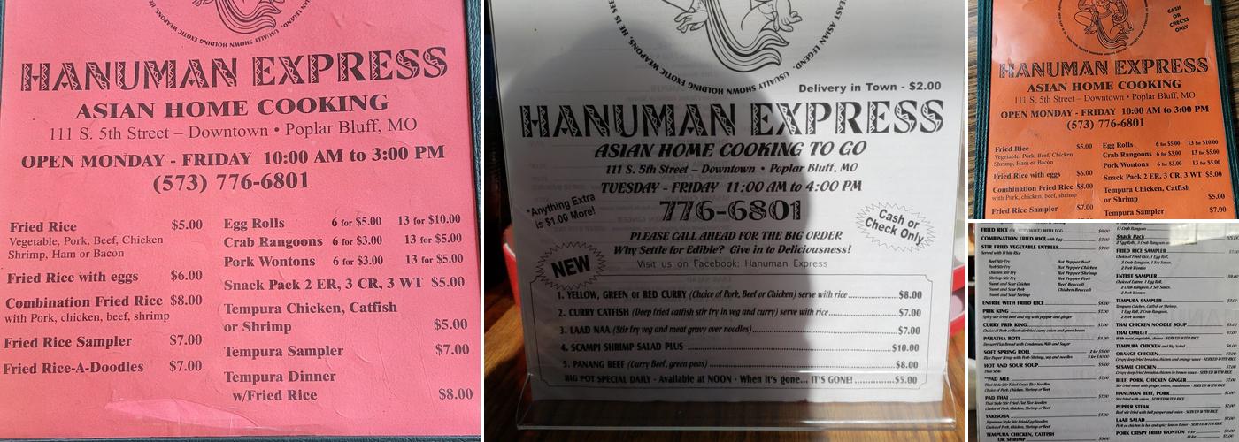 Hanuman Express Menu