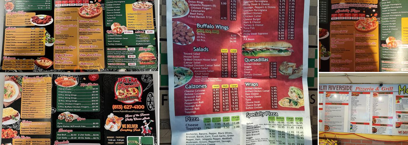 Palm Riverside Pizzeria Menu