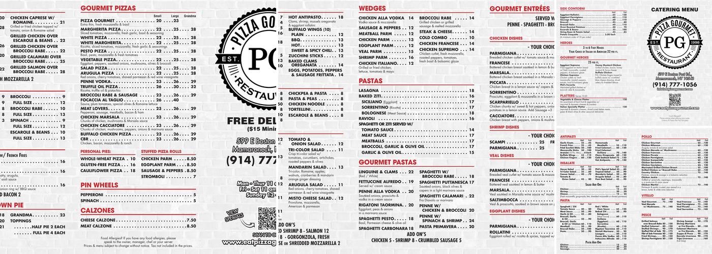 Pizza Gourmet Restaurant Menu