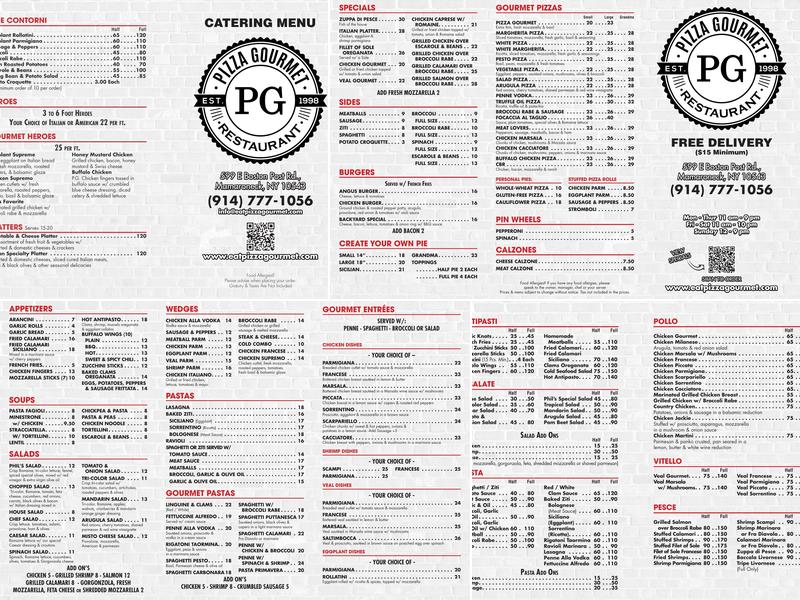 Pizza Gourmet Restaurant Menu