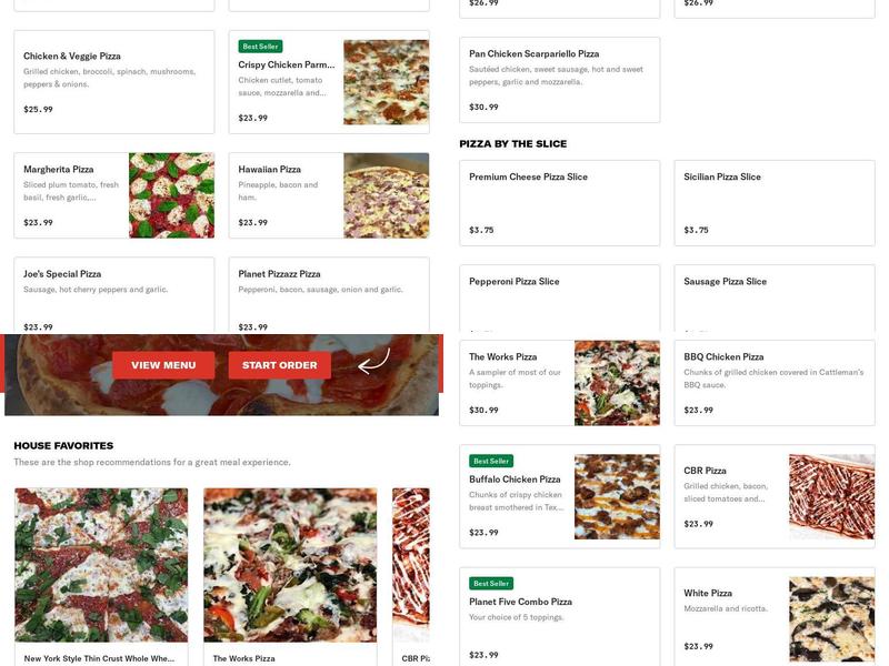 Planet Pizza Menu