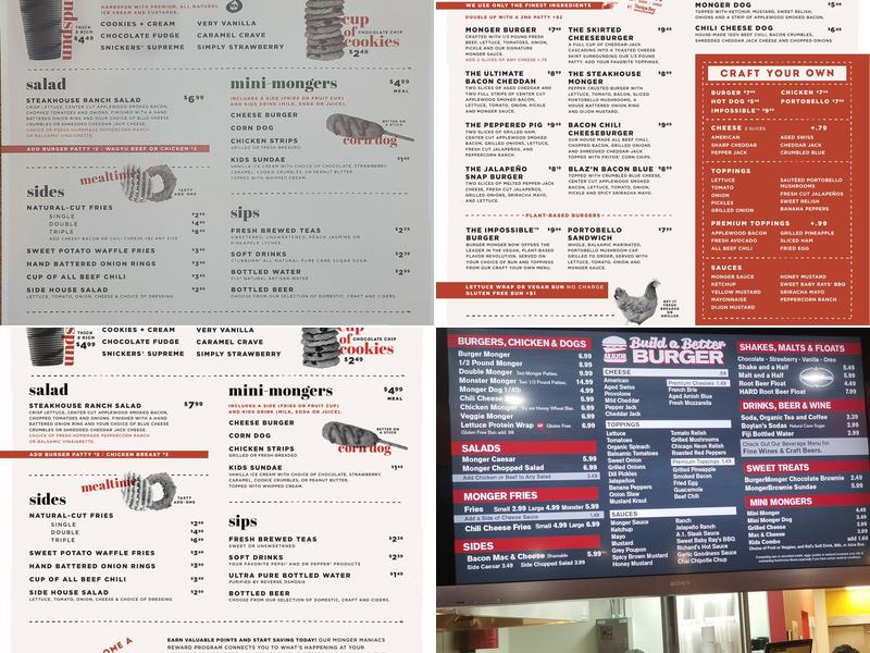 Burger Monger Menu