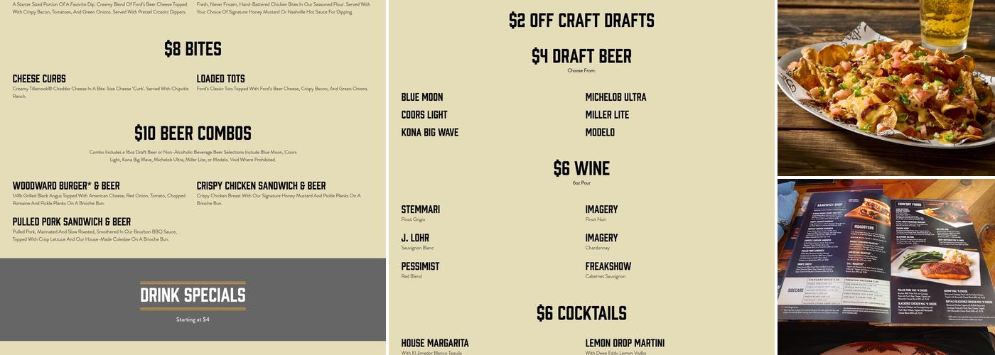 Ford's Garage Brandon Menu