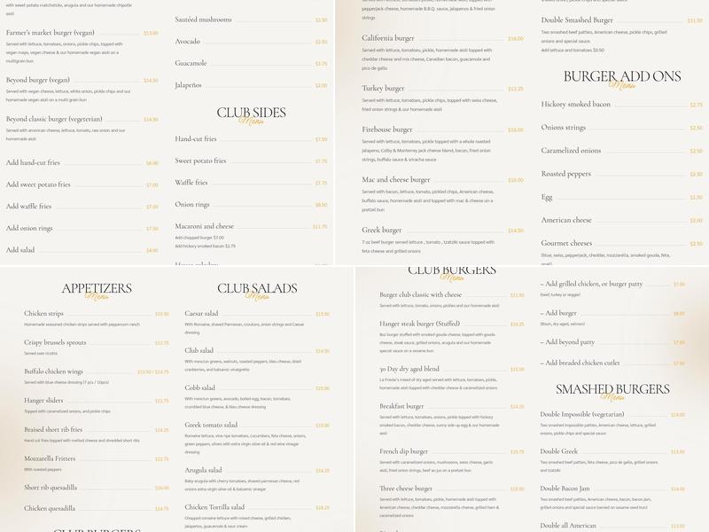 Burger Club Menu
