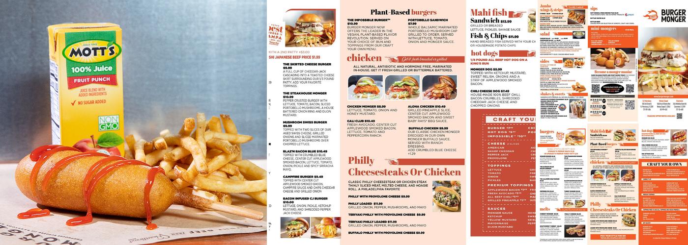 Burger Monger Menu