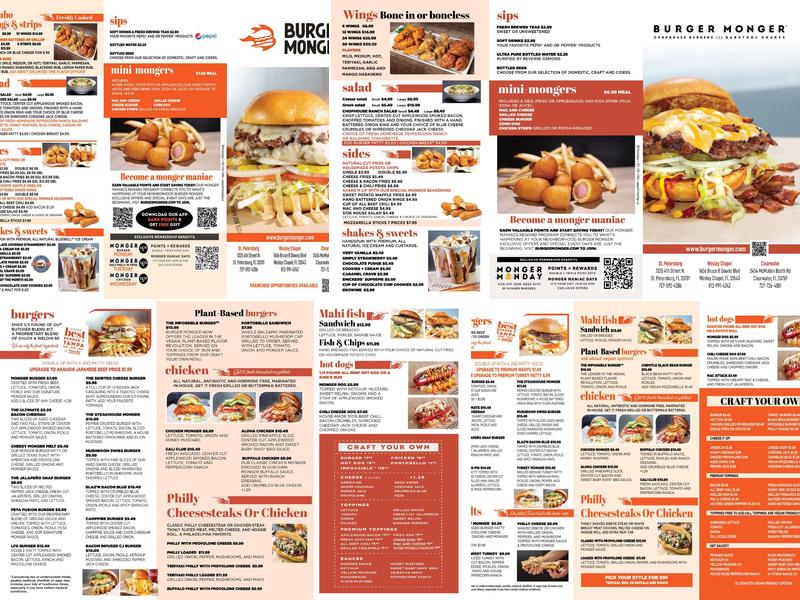 Burger Monger Menu