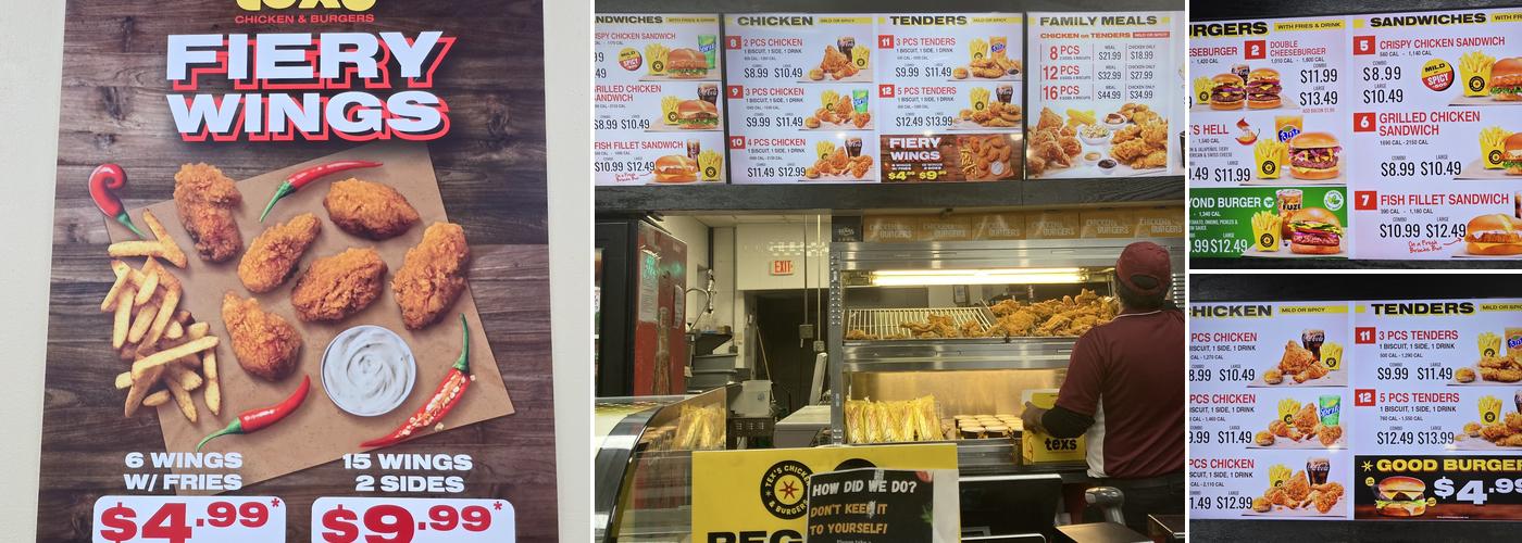 Tex's Chicken & Burgers Menu
