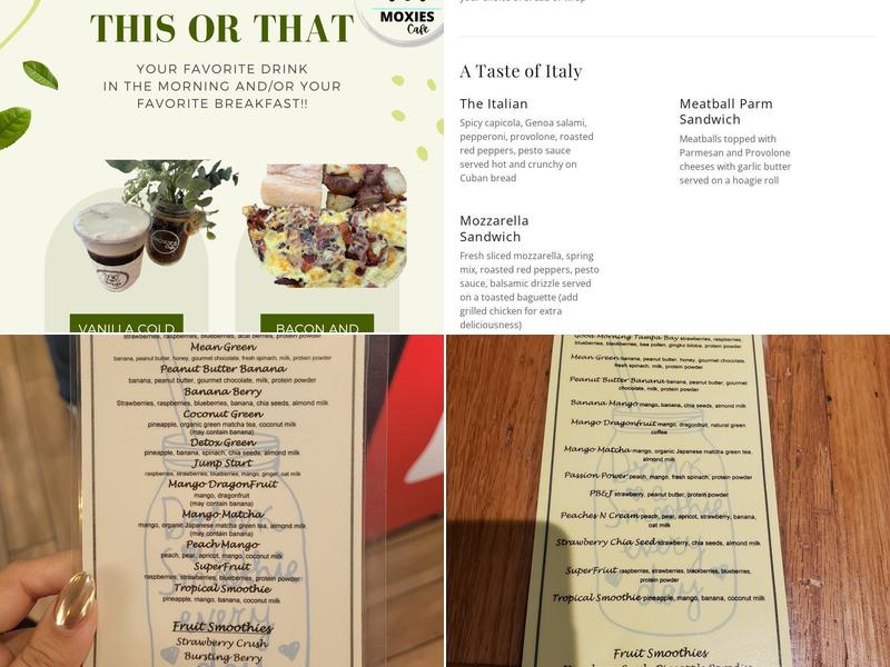 Moxies Cafe and Caterer Menu