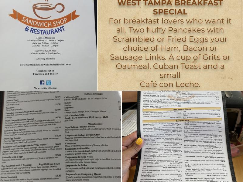 West Tampa Sandwich Shop Menu