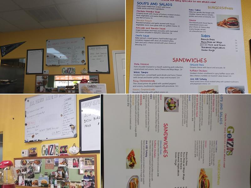 Gonzo's Sandwich Shop Menu