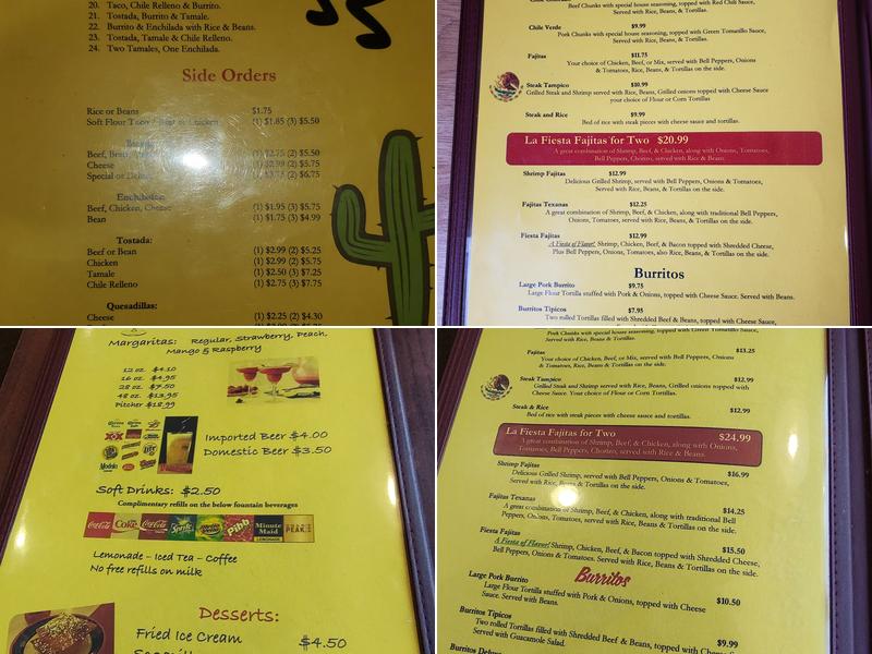La Fiesta Menu