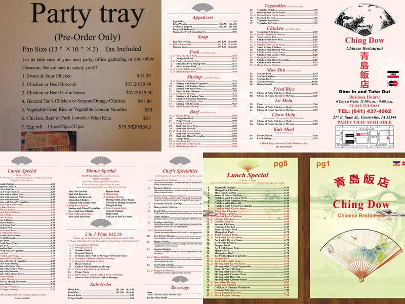 Ching Dow Restaurant Menu