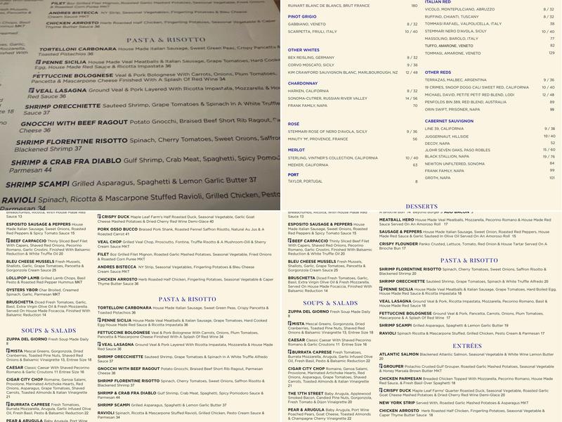 Bernini of Ybor Menu