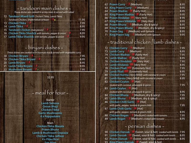 Saffron Indian Takeaway Menu