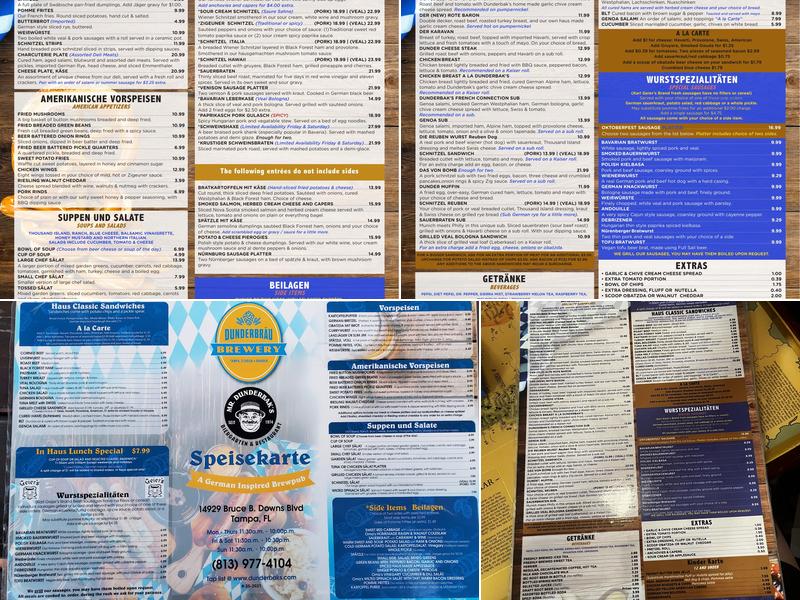 Mr. Dunderbak's Biergarten and Brewery Menu