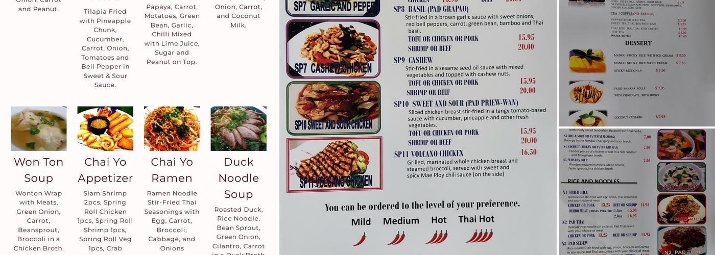 Chai Yo Thai Menu
