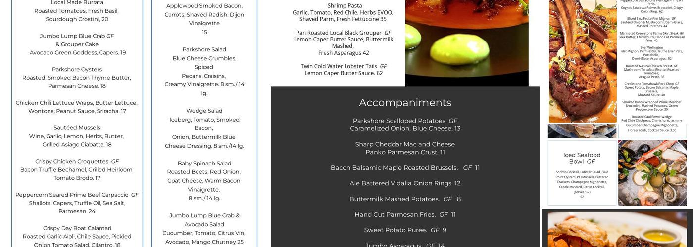 Parkshore Grill Menu