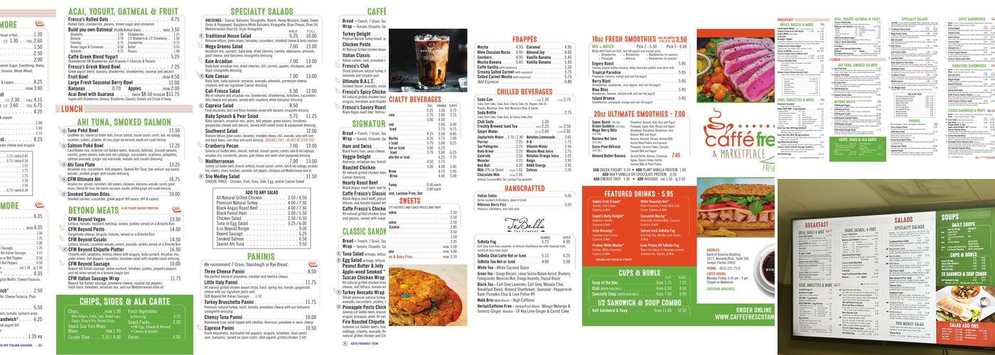 Caffé Fresco & Marketplace Menu