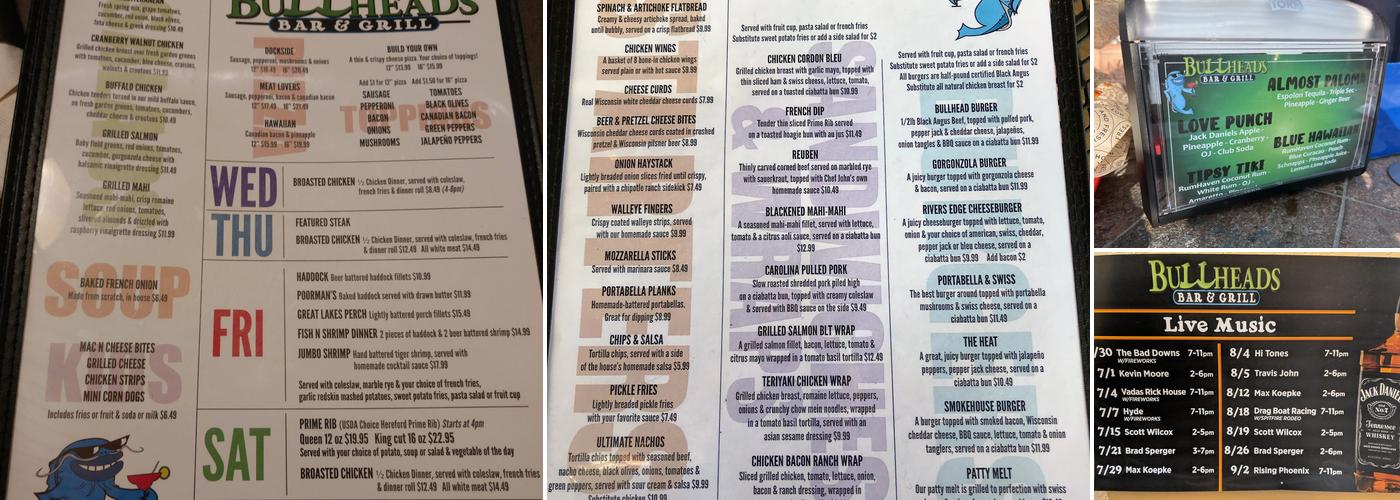 Bullheads Bar & Grill Restaurant Menu