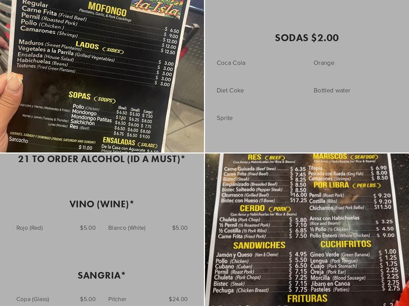 La Isla Menu
