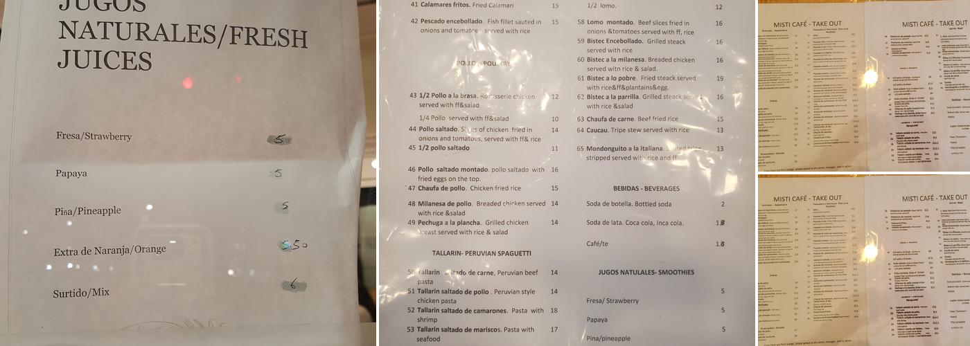 Misti Cafe - Take Out Menu