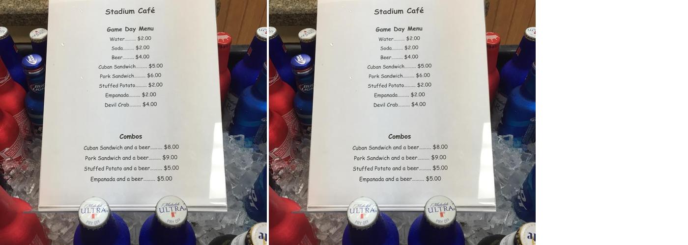 STADIUM CAFE Menu
