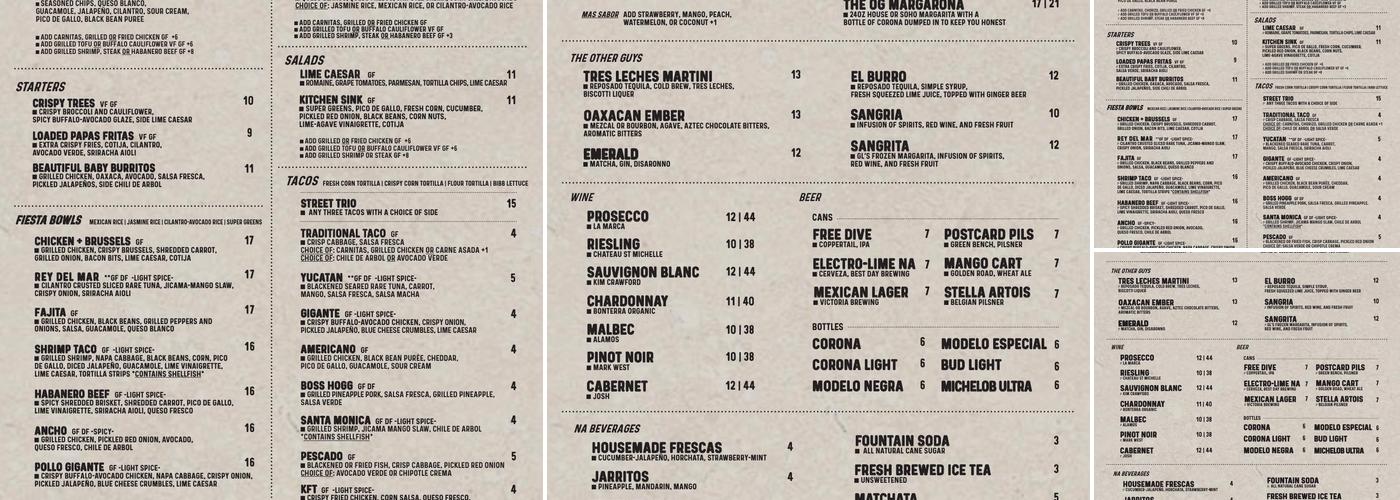 Green Lemon Menu