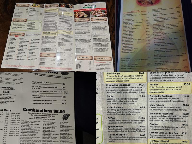 La Hacienda Mexicana Menu