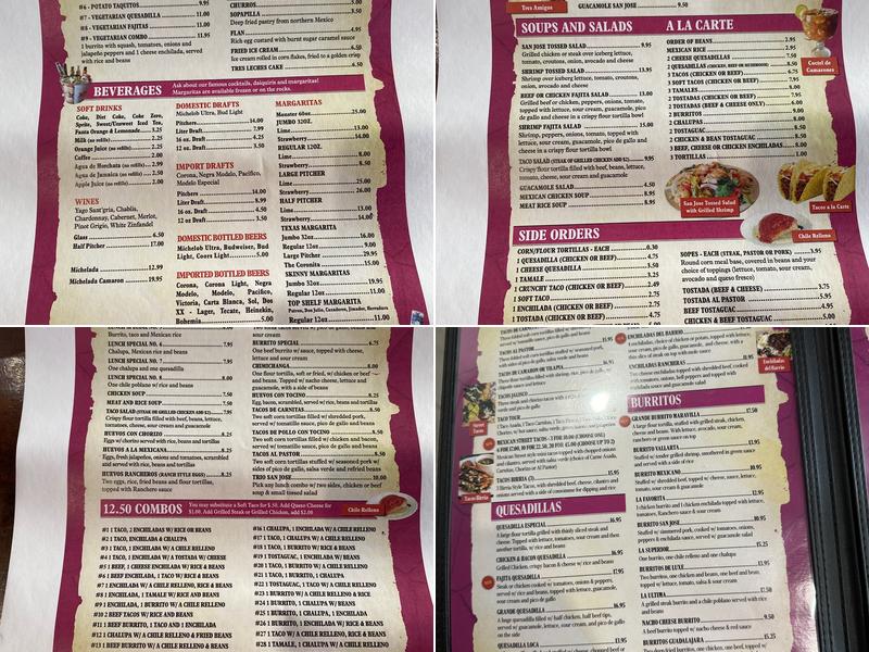 San Jose Mexican Restaurant - Lutz Menu