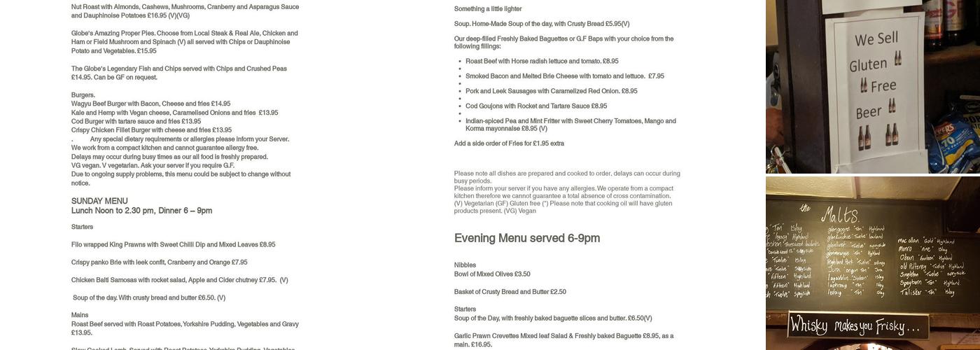 The Globe Inn Menu