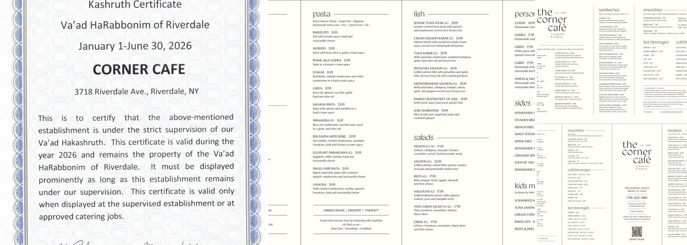 Corner Cafe & Bakery Menu