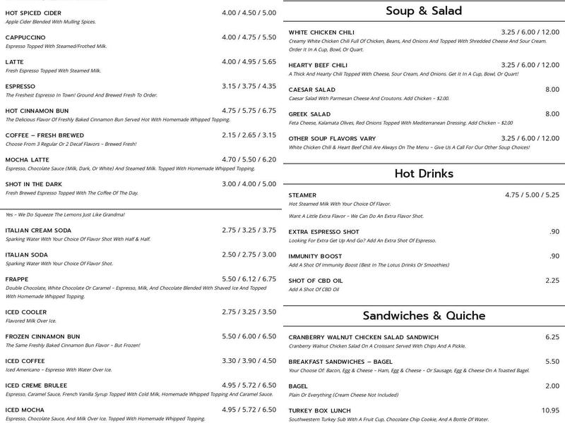 Familiar Grounds Menu