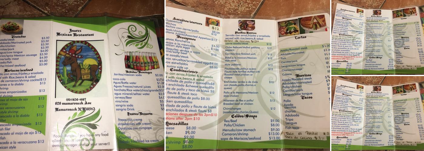 Juarez Menu