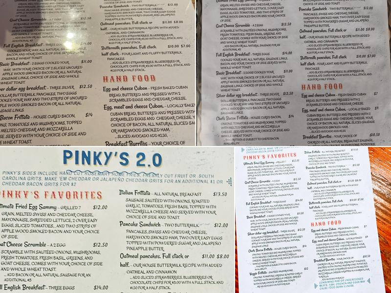 Pinky's Diner Menu