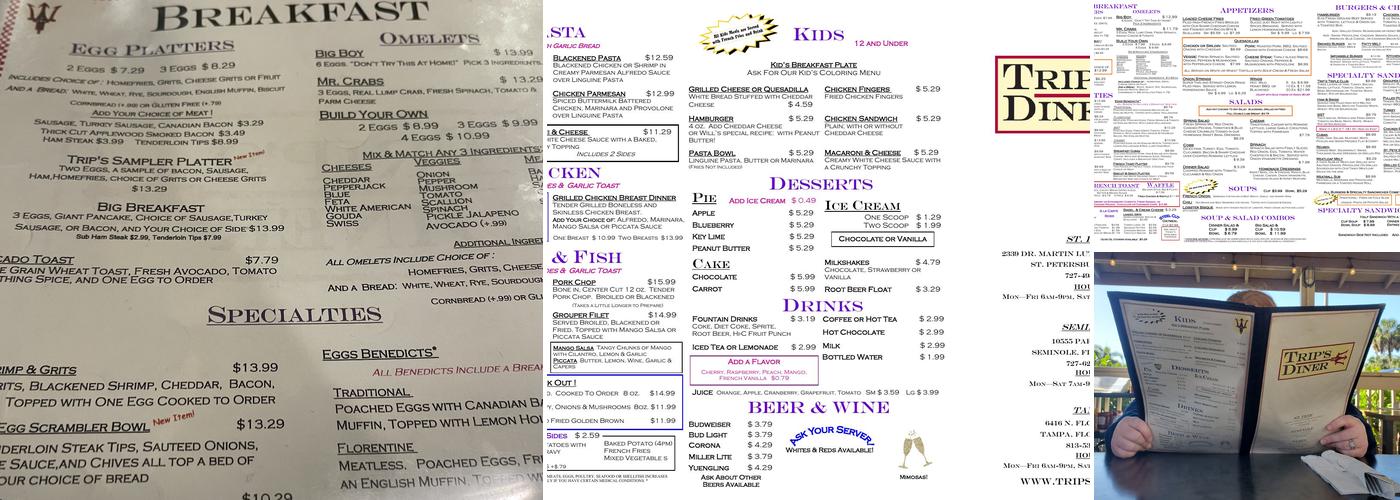 Trip's Diner Menu